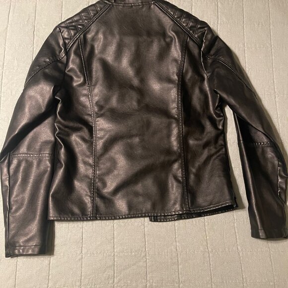 Black Faux Leather Biker Jacket - Picture 3 of 3